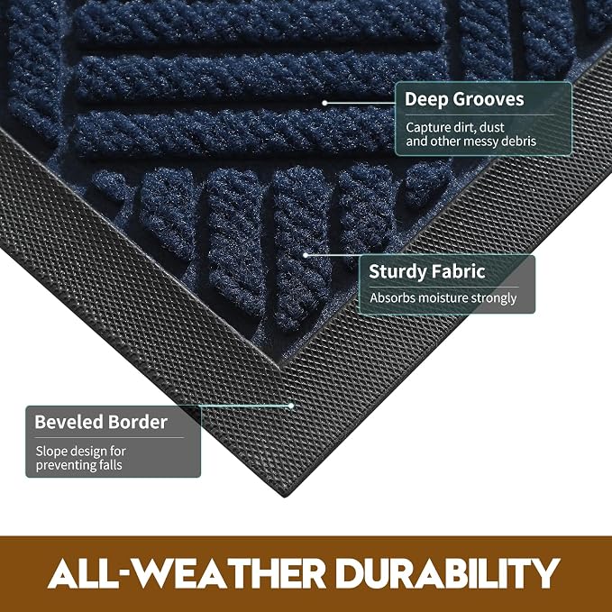 Front Door Mat, Heavy Duty Waterproof Doormat 47.5"x35.5", Stain Fade Resistant - Image 3