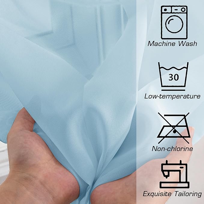 Sheer Curtains 96 inches Long for Bedroom Living Room, Solid Light Filtering - Image 5