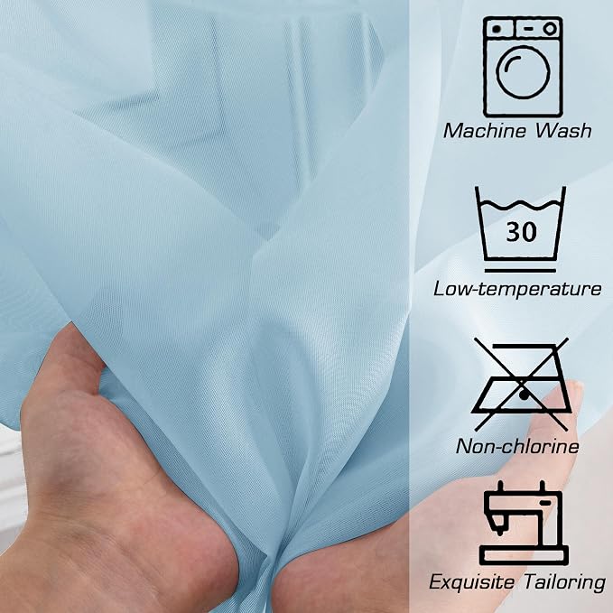 OWENIE Light Blue Sheer Curtains 84 inches Long - Image 4