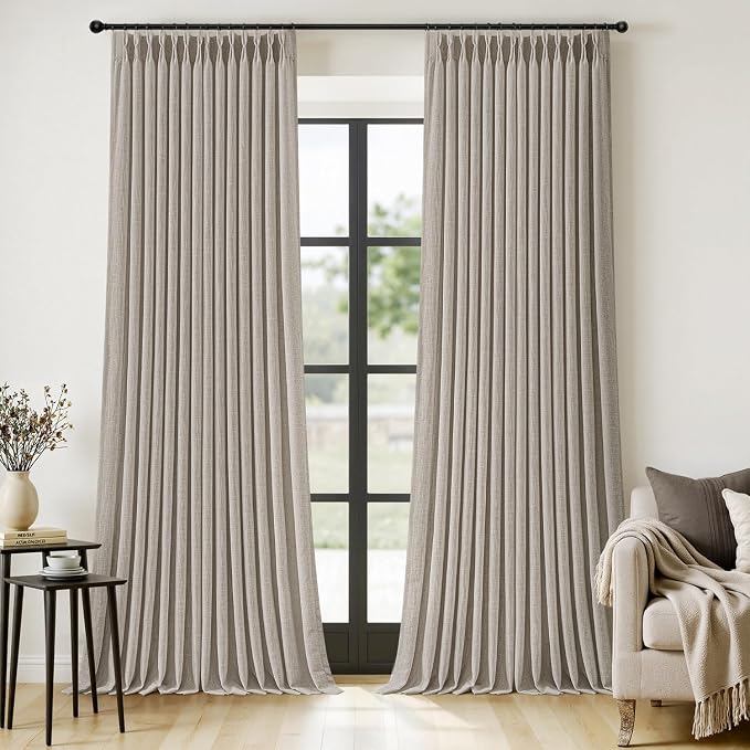 MIULEE Pinch Pleated Thick Linen Curtains 102 Inches Long 2 Panels by MIULEE