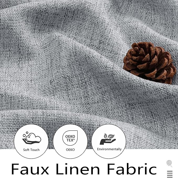 Grey Valances for Windows, Light Filtering Faux Linen Textured Small Short - Image 2