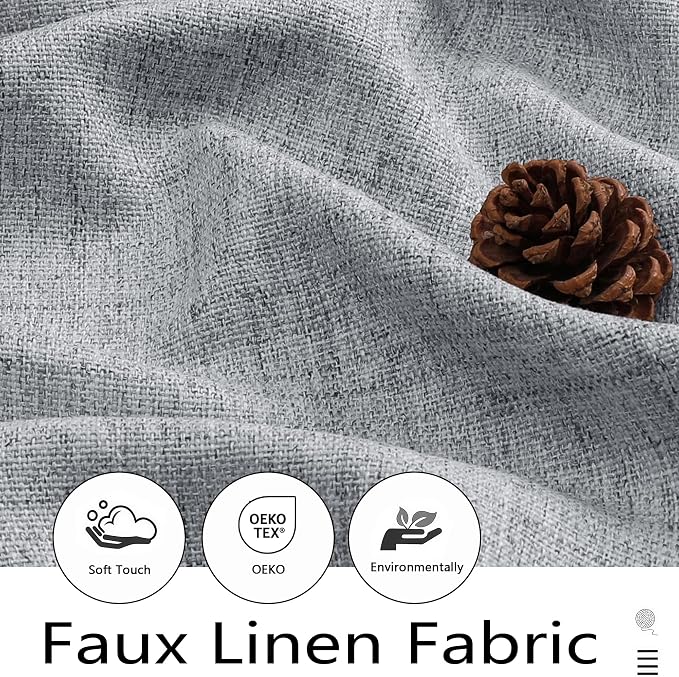 Grey Valances for Windows, Light Filtering Faux Linen Textured Small Short - Image 2