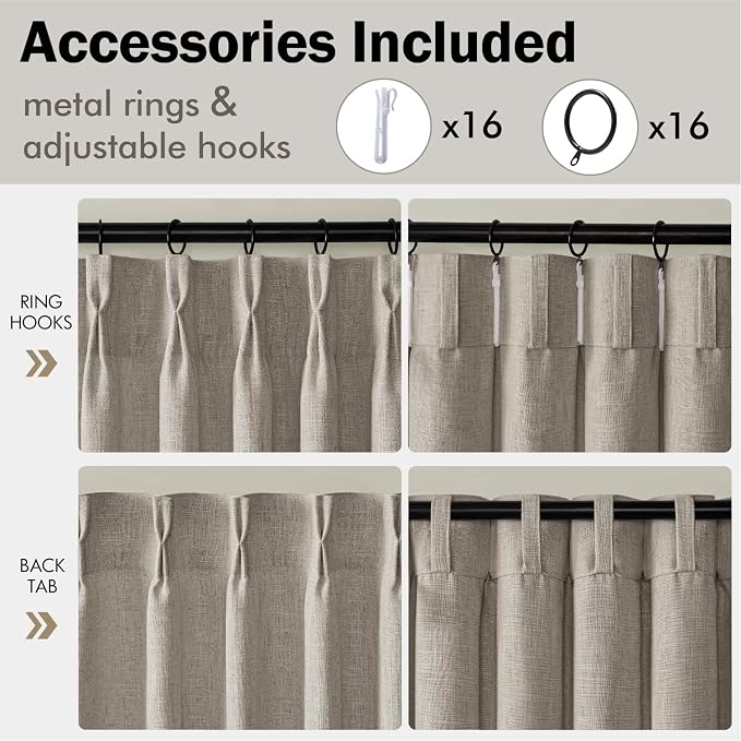 MIULEE Pinch Pleated Thick Linen Curtains 84 Inches Long 2 Panels - Image 8