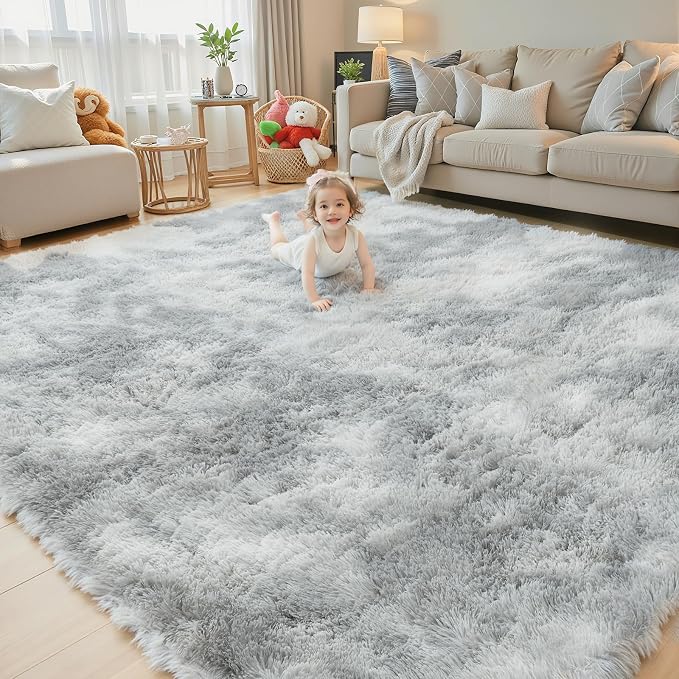 8x10 Area Rugs for Living Room Bedroom, Large Area Rug Shag Shaggy Carpet Soft by Junhejiamei