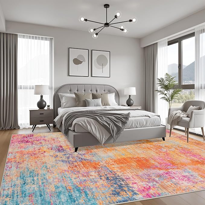 8x10 Area Rug Living Room: Modern Washable Soft Carpet Galaxy Haze | - Image 3