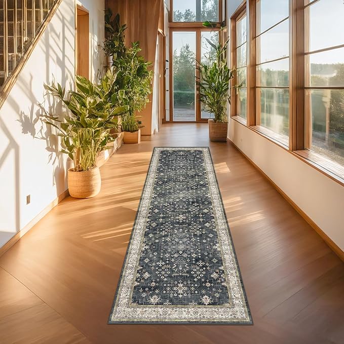Dark Washable Long Runners for Hallways, Entryway Indoor Rug, Non Slip Rubber - Image 6