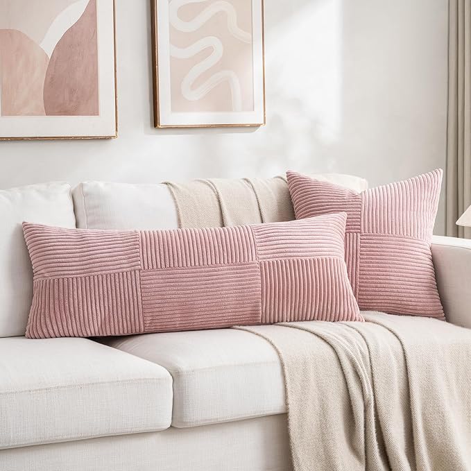 Fancy Homi 2 Packs Blush Pink Decorative Throw Pillow Covers 16x16 Inch - Image 5