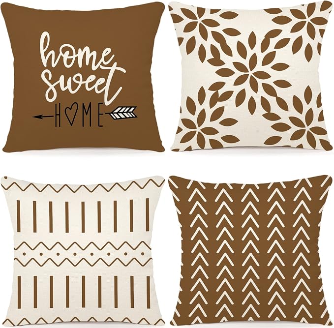 YCOLL Pillow Covers 18x18 Set of 4, Modern Sofa Throw Pillow Cover, Decorative by PillowCoversExpert