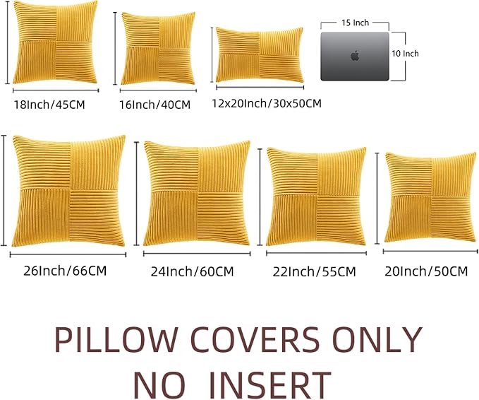 Fancy Homi 2 Packs Gold Yellow Decorative Throw Pillow Covers 22x22 Inch - Image 6