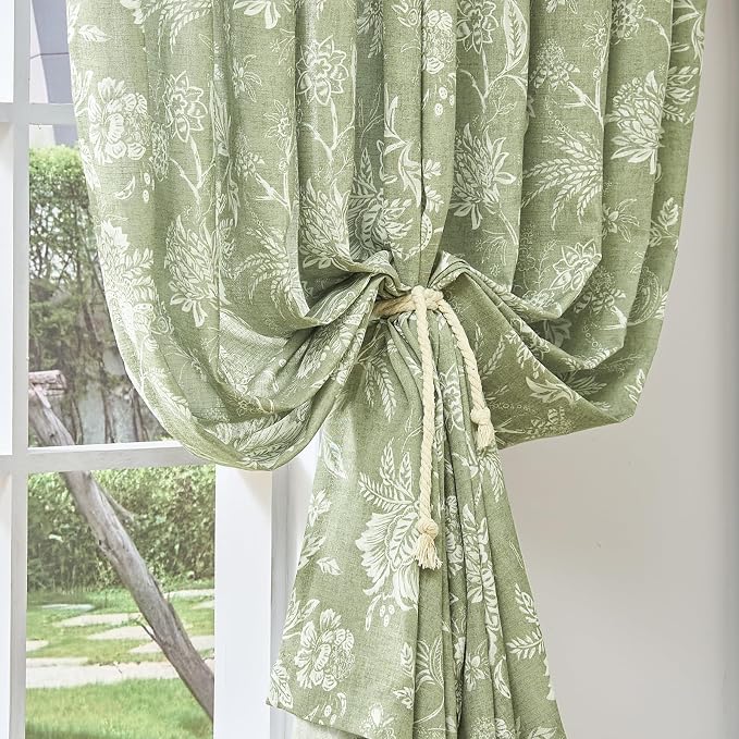 jinchan Linen Floral Curtains for Living Room - Image 3