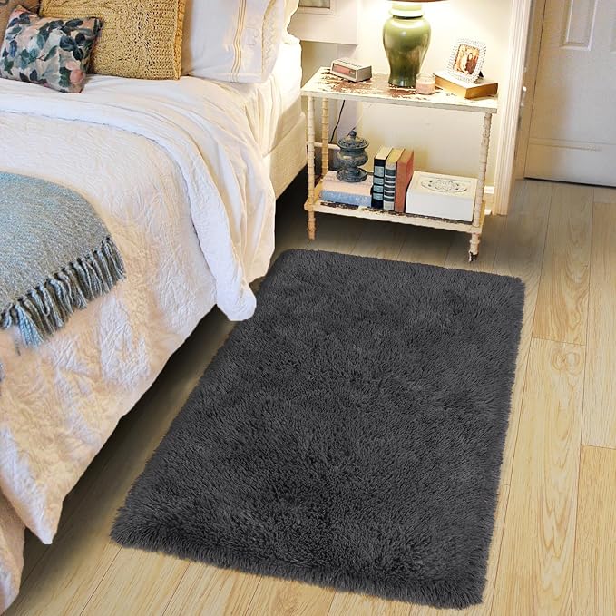 Pionblank Fluffy Small Rug for Bedroom 2x3 Feet, Shag Soft Area Rug for Bedside - Image 3