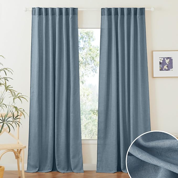 RYB HOME Long Linen Curtains 96 inches Long by RYBHOME