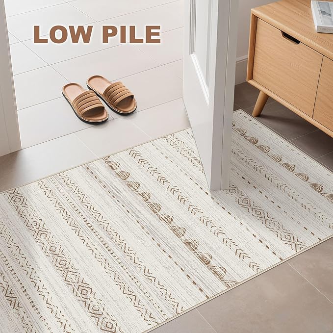Nakagishi 2X4 Rug Washable Area Rug: Small Soft Boho Farmhouse Neutral Moroccan - Image 6