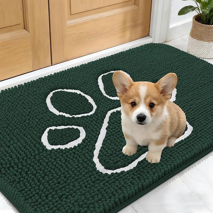OLANLY Dog Door Mat for Muddy Paws 24x16, Paw Print Design, Absorbs Moisture by OLANLY