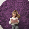 OLANLY Dark Purple Round Rugs for Bedroom by OLANLY