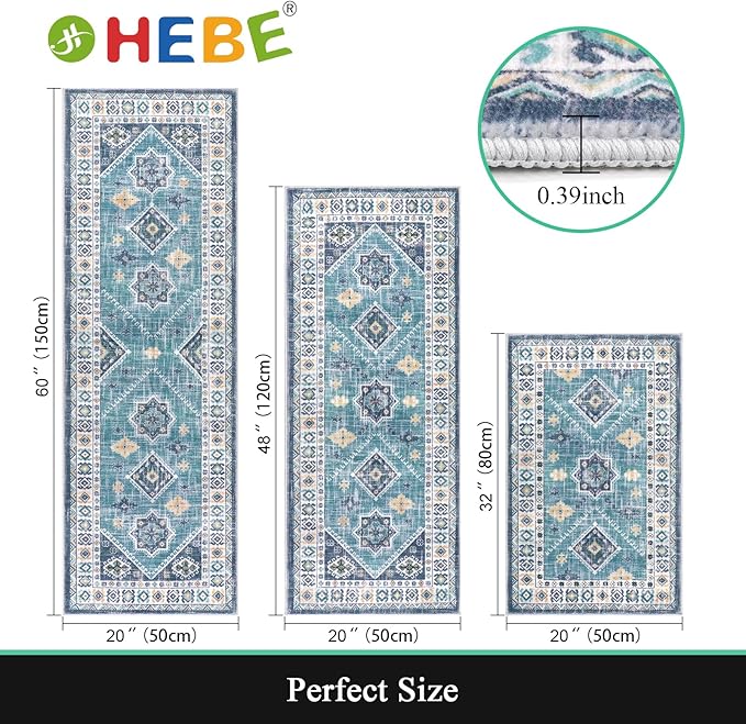 HEBE Boho Kitchen Rug Sets 3 Piece - Image 2