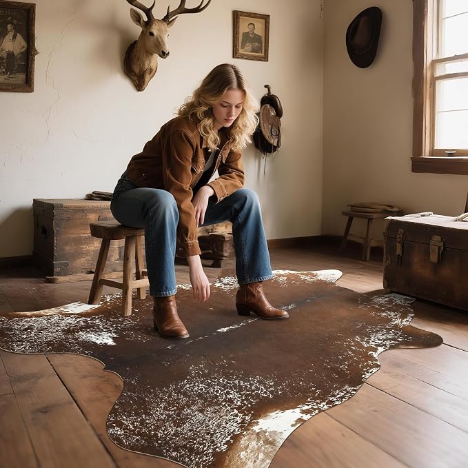AROGAN Western Decor Faux Fur Cowhide Rug, 6.2x7 Feet Premium Animal Skin Cow - Image 4