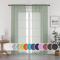OWENIE Sheer Curtains, Sage Green Sheer Curtains 84 inch Length 2 Panels Set by OWENIE
