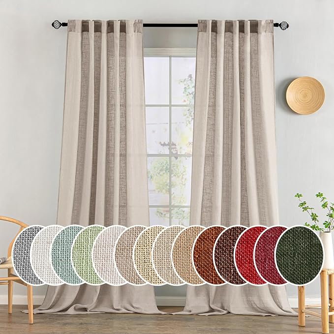 MIULEE Natural Linen Curtains 96 Inches Long 2 Panels by MIULEE