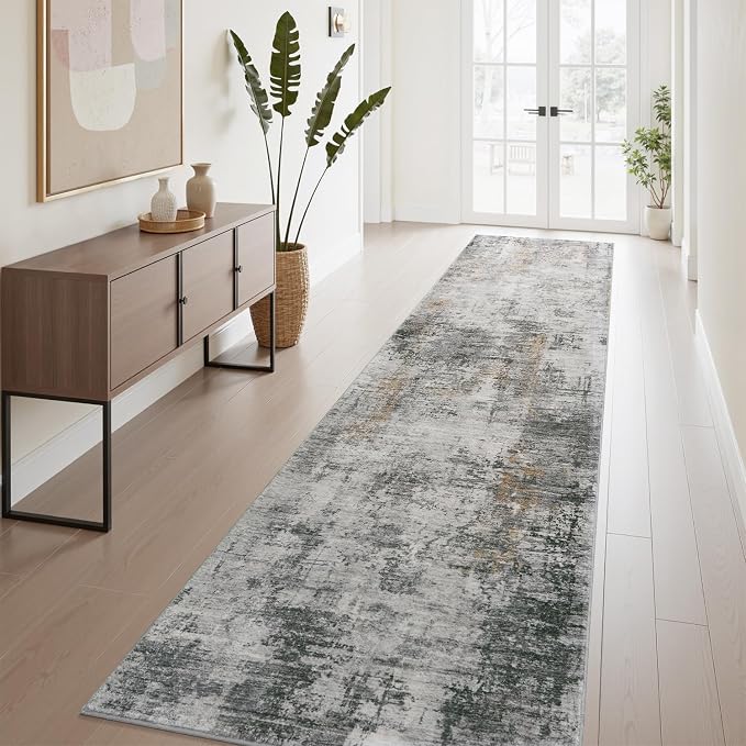 AMOAMI 2 x 10 Hallway Runner Rug Non Slip Super Soft Long Runner Rugs Machine by AMOAMI