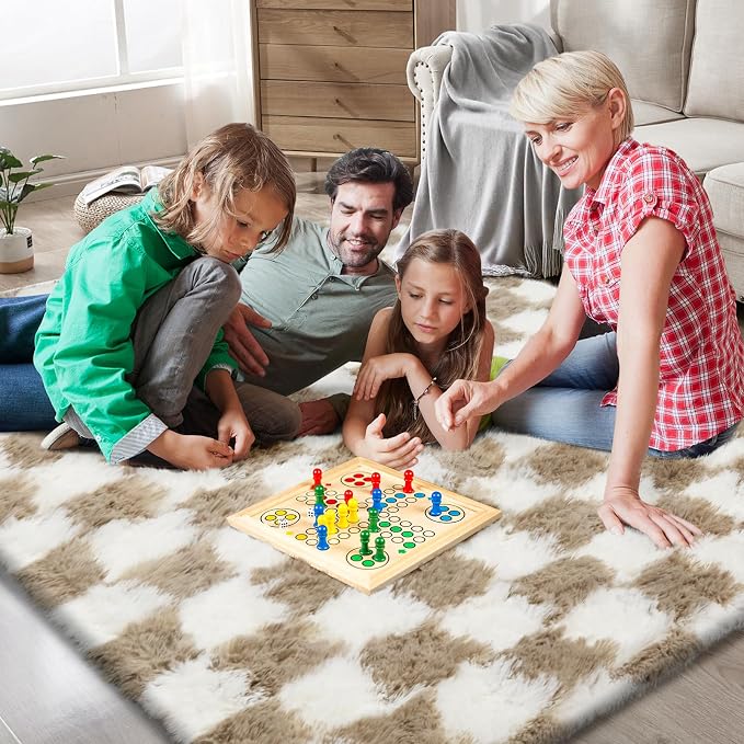 Large Shag Area Rug for Bedroom, 9x12 Ft Beige and White Area Rug Classic - Image 3