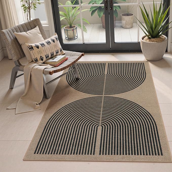 Lahome Modern Rainbow Easy Jute Rug, 3x5 Washable Rugs by Lahome