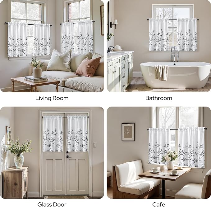HOMEIDEAS Kitchen Curtains, Short Non-See-Through Privacy 30X24 Inch Length - Image 5