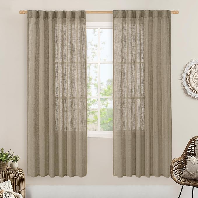 LAMIT Taupe 78 inch Linen Curtains by LAMIT