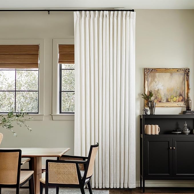 Natural Extra Wide Pinch Pleat 102 Inch Curtains 60 Inch Wide | Linen Blend by Twodrapes