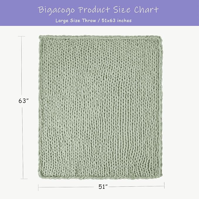 Bigacogo Chunky Knit Throw Blanket - Image 2