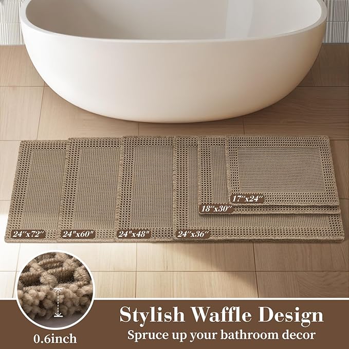 RESARE Waffle Bath Mat, Super Absorbent Non Slip, Machine Washable, Ultra Soft - Image 5