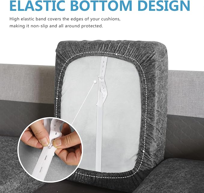 Leather Look Couch Cushion Covers Sofa Seat Slipcovers Sets Couches Furniture - Image 5
