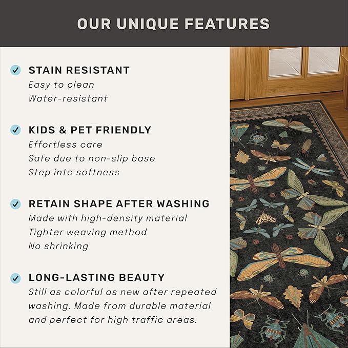 5x8 Black Rug for Bedroom - Image 7