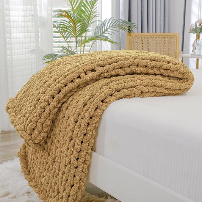 Bigacogo Chunky Knit Throw Blanket by Bigacogo