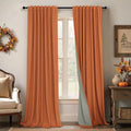 Burnt Orange Blackout Curtains for Living Room 108 Inches Long 2 Panels Back by Pitalk