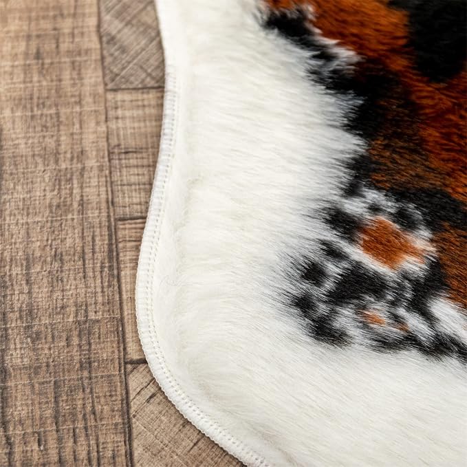 Faux Cowhide Rug Cow Print Area Rug Premium Faux Animal Skin Hide Rugs Tricolor - Image 3