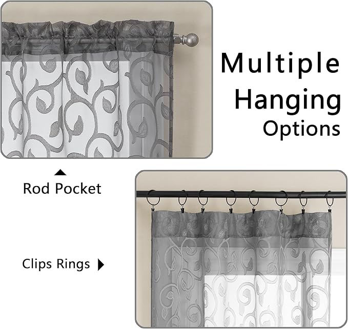 OWENIE Furman Sheer White Curtains 45 Inch Length 2 Panels Set - Image 5