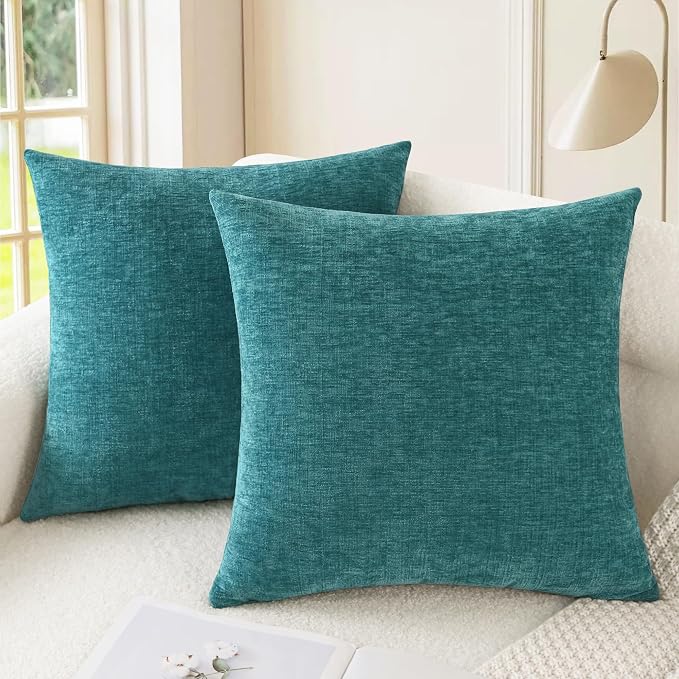 CaliTime Throw Pillow Covers Decorative 22 X 22 Inches Pack of 2 Cozy Chenille by CaliTime