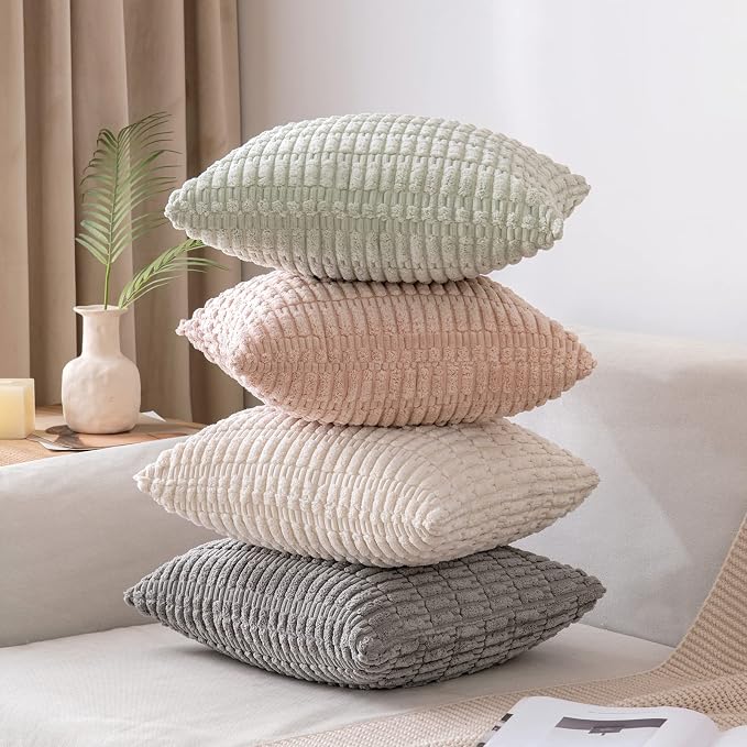 MIULEE Pack of 2 Corduroy Decorative Throw Pillow Covers 18x18 Inch Soft Boho - Image 5