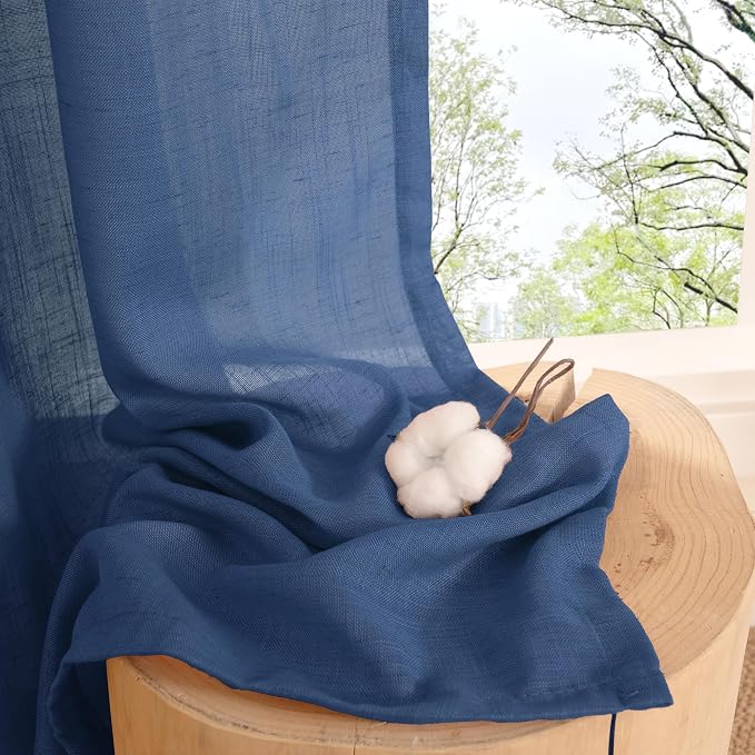 BGment Linen Navy Blue Curtains 96 Inches Long - Image 7