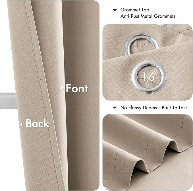 MIULEE Taupe Blackout Curtains - Image 4