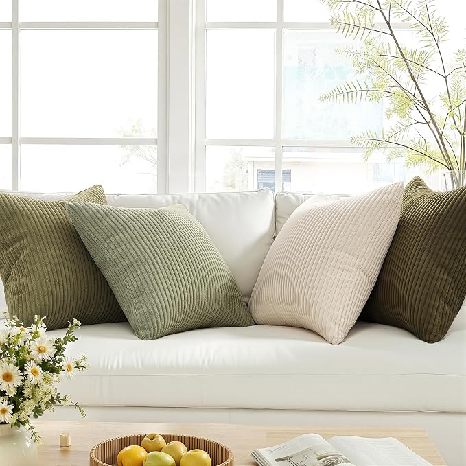 Topfinel 20x20 Pillow Covers Set of 4 Mordern Nordic Green White Throw Pillow - Image 2