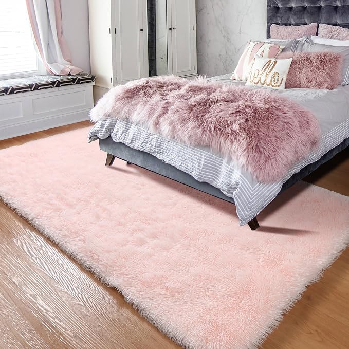 ONASAR Pink Rugs for Bedroom Girls, Fluffy 4x6 Soft Plush Fuzzy Shaggy Kids - Image 8