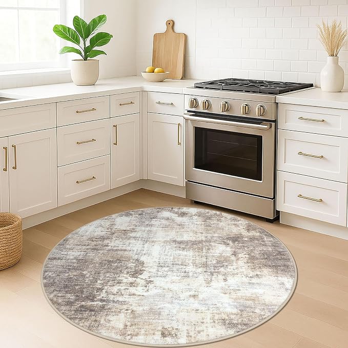 IOHOUZE Round Area Rug 5 Ft Circle Entryway Rugs Round Washable Door Mat Indoor - Image 2