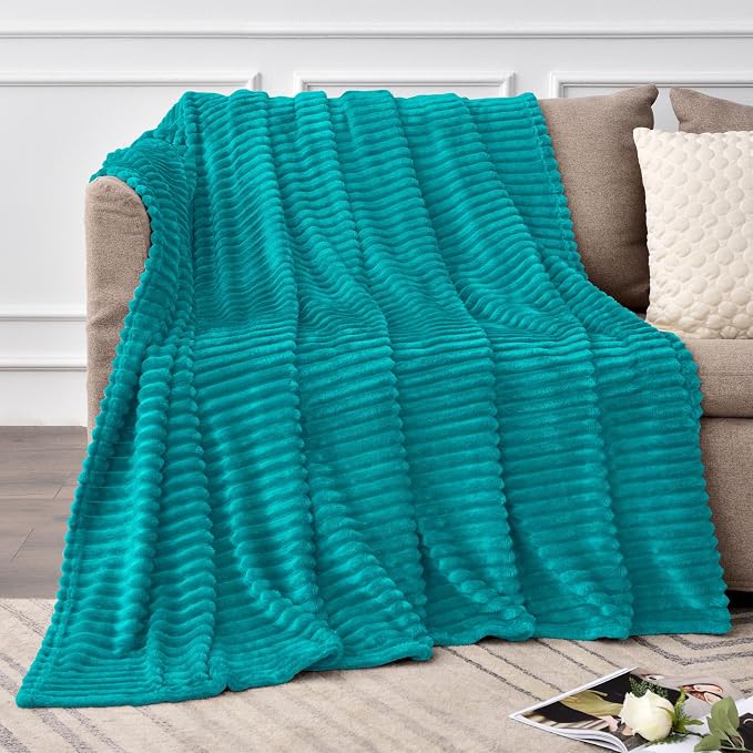 BEDELITE Fleece Throw Blanket for Couch – 3D Ribbed Jacquard Soft and Warm - Image 2
