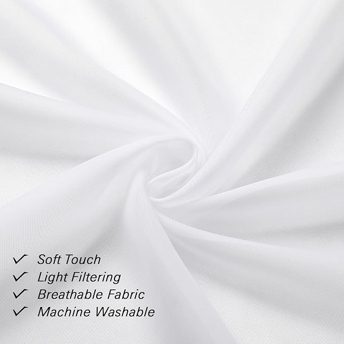 Lecloud 36 Inch White Sheer Curtains Tiers 2 PCS - Image 3