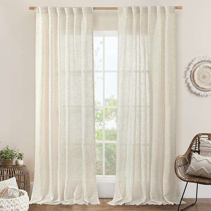 LAMIT 102 inch Long Linen Curtains 2 Panels by LAMIT