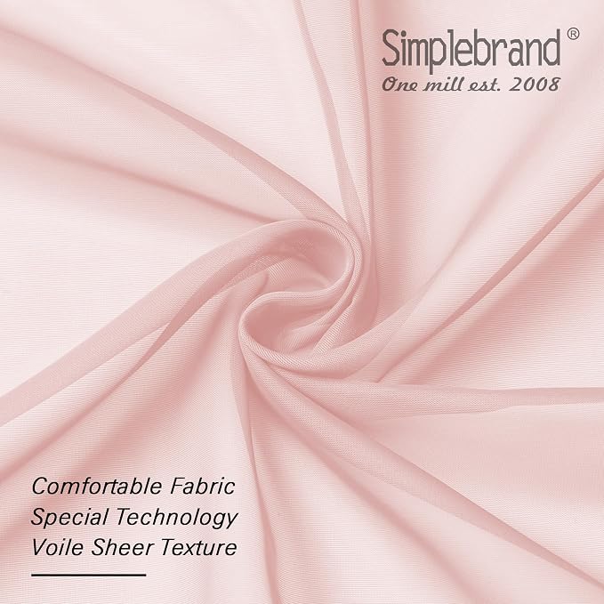 Simplebrand Blush Sheer Curtains 96 Inches Long, Light Filtering Light Purple - Image 6