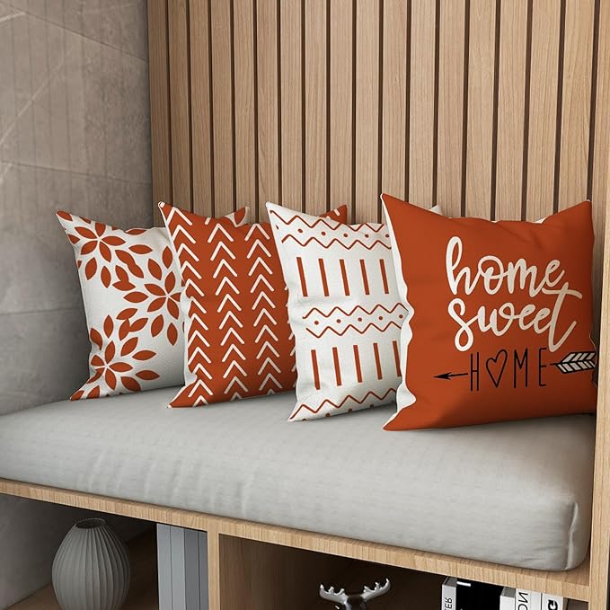 YCOLL Fall Pillow Covers 18x18 Set of 4, Modern Sofa Throw Pillow Cover - Image 6