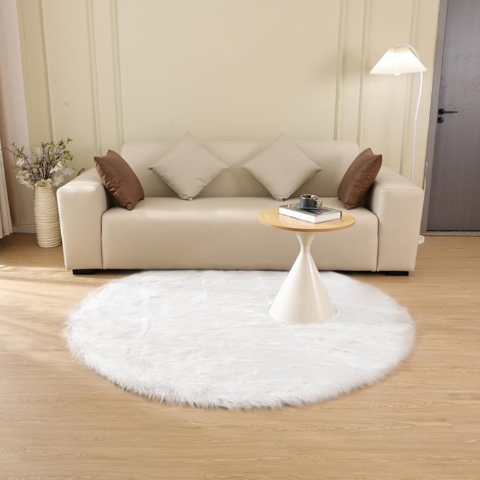 ORINOVA White Small Circle Fluffy Rugs - Image 8